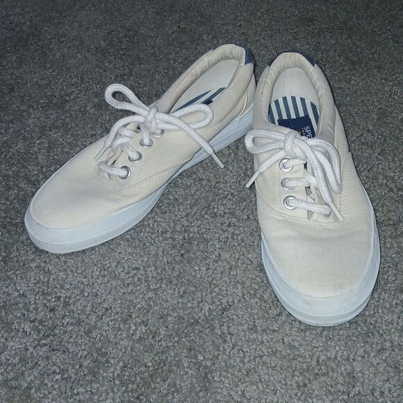 Sperry Top Siders Marine ivory color boat shoes  Sz 5 EUC - Picture 1 of 11